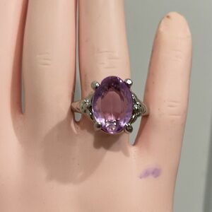 Elegant Silver and Purple Gemstone Ring